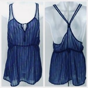 Aéropostale Blue Multi-striped Tank Top